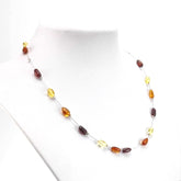 Multi-color Amber Nugget Beads Rain Necklace Sterling Silver
